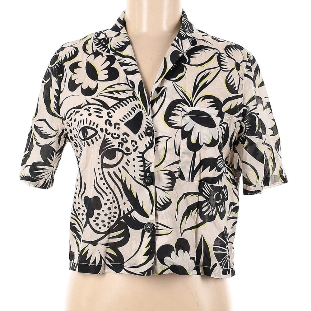 Desigual Floral & Leopard Button Down Shirt